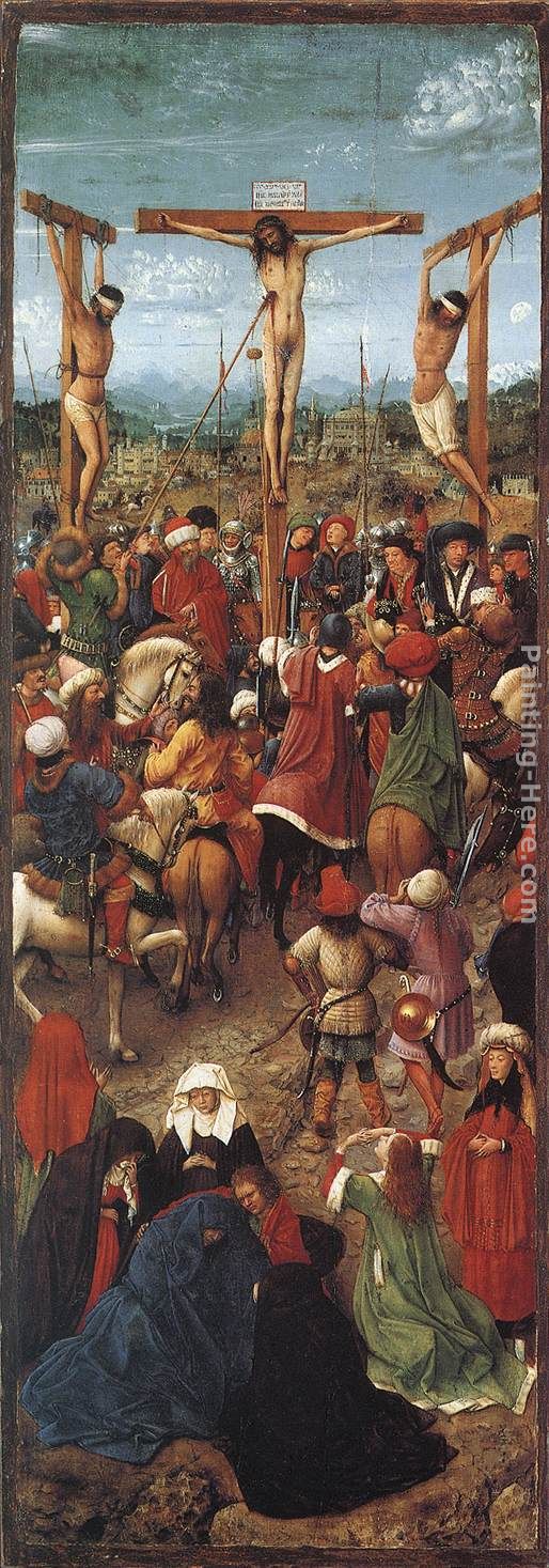 Crucifixion painting - Jan van Eyck Crucifixion art painting